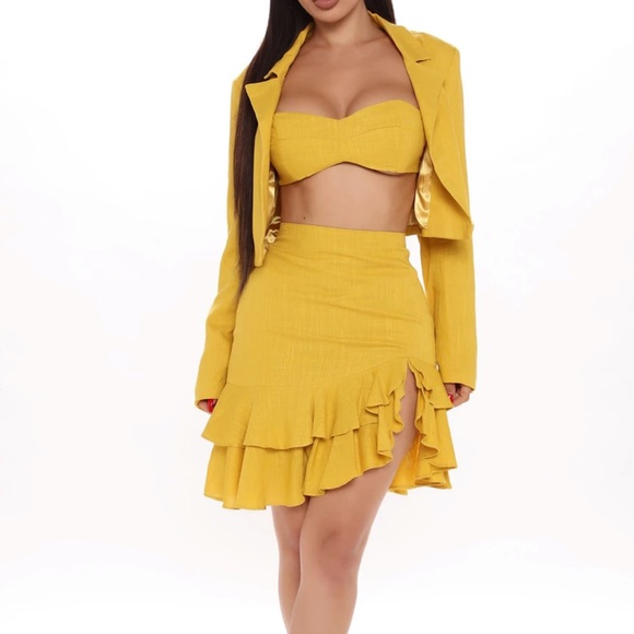 Fashion Nova Other - Yellow Linen 3 piece outfit